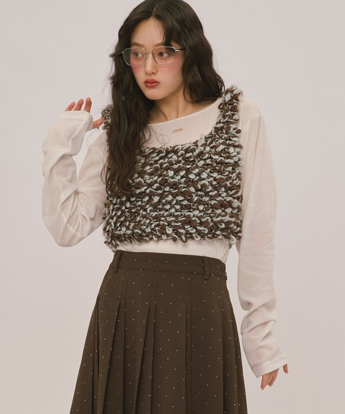 loin nuit(ロワンニュイ)の「hand knitting bustier / ハンドニットビスチェ(ニット/セーター・レディース・グレー/ブラウン/アイボリー・FREE)」の7枚目の写真