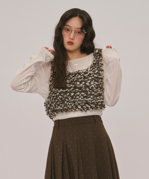 loin nuit(ロワンニュイ)の「hand knitting bustier / ハンドニットビスチェ(ニット/セーター・レディース・グレー/ブラウン/アイボリー・FREE)」の6枚目の写真