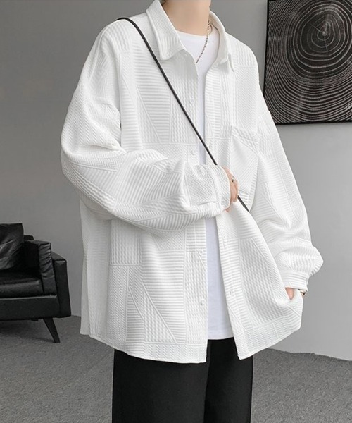 KELVIN（ケルヴァン）の「Geo Texture Overshirt ジオテクスチャーオーバーシャツ（シャツ/ブラウス・メンズ・ホワイト・MEDIUM）」の13枚目の写真