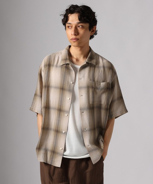 BAYFLOW（ベイフロー）の「ガーゼオンブレチェックシャツ（シャツ/ブラウス・メンズ・ベージュ/グレー/ブルー・MEDIUM/LARGE）」の3枚目の写真