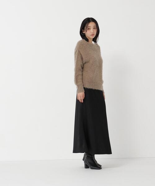 NATURAL BEAUTY BASIC(ナチュラルビューティーベーシック)の「バイアスサテンナロースカート(スカート・レディース・ベージュ/ブラック/オフホワイト・MEDIUM/SMALL)」の10枚目の写真