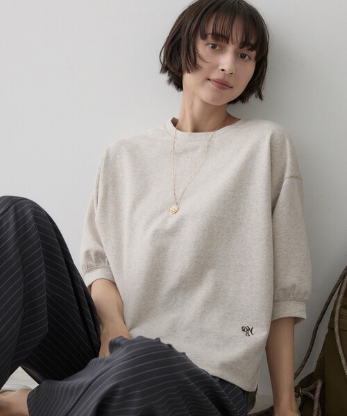 Dessin(デッサン)の「【洗える/XS-L】バックヘンリーミニ裏毛 5分袖(Tシャツ/カットソー・レディース・ピンク系/モスグリーン/ライトグレー/ブラック/ライトベージュ・00/01/02/03)」の3枚目の写真