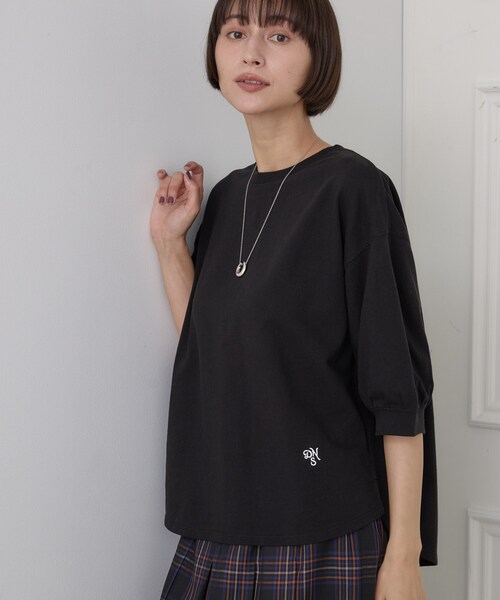 Dessin(デッサン)の「【洗える/XS-L】バックヘンリーミニ裏毛 5分袖(Tシャツ/カットソー・レディース・ピンク系/モスグリーン/ライトグレー/ブラック/ライトベージュ・00/01/02/03)」の2枚目の写真