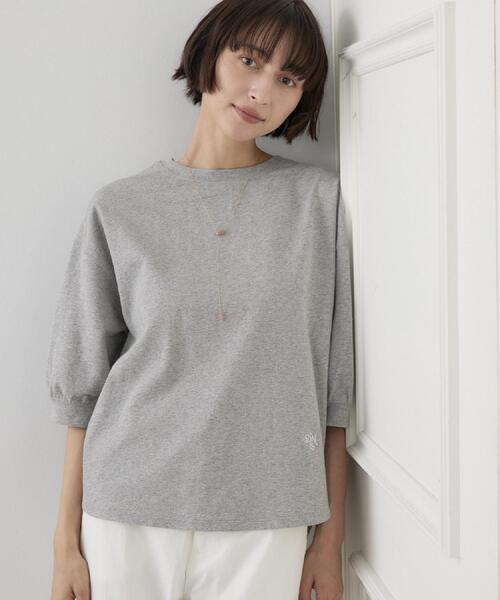 Dessin(デッサン)の「【洗える/XS-L】バックヘンリーミニ裏毛 5分袖(Tシャツ/カットソー・レディース・ピンク系/モスグリーン/ライトグレー/ブラック/ライトベージュ・00/01/02/03)」の6枚目の写真