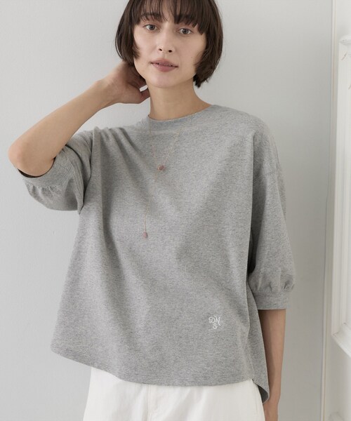 Dessin(デッサン)の「【洗える/XS-L】バックヘンリーミニ裏毛 5分袖(Tシャツ/カットソー・レディース・ピンク系/モスグリーン/ライトグレー/ブラック/ライトベージュ・00/01/02/03)」の7枚目の写真
