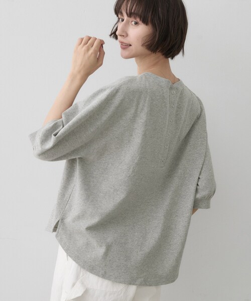 Dessin(デッサン)の「【洗える/XS-L】バックヘンリーミニ裏毛 5分袖(Tシャツ/カットソー・レディース・ピンク系/モスグリーン/ライトグレー/ブラック/ライトベージュ・00/01/02/03)」の8枚目の写真