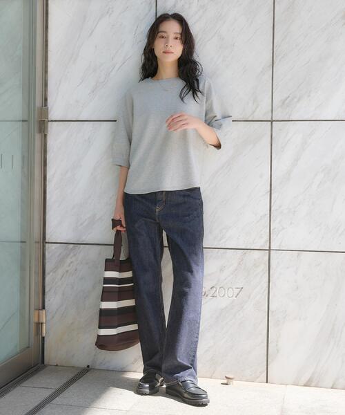 Dessin(デッサン)の「【洗える/XS-L】バックヘンリーミニ裏毛 5分袖(Tシャツ/カットソー・レディース・ピンク系/モスグリーン/ライトグレー/ブラック/ライトベージュ・00/01/02/03)」の11枚目の写真