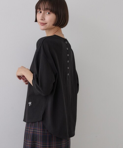 Dessin(デッサン)の「【洗える/XS-L】バックヘンリーミニ裏毛 5分袖(Tシャツ/カットソー・レディース・ピンク系/モスグリーン/ライトグレー/ブラック/ライトベージュ・00/01/02/03)」の14枚目の写真