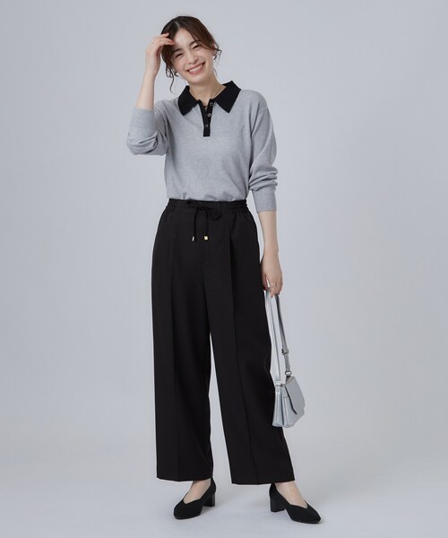 SHOO・LA・RUE(シューラルー)の「【着丈選べる/洗濯後しわになりにくい】センターピンタックですっきり見え きれいめイージーワイドパンツ(その他パンツ・レディース・ブラック系6/ブラック/チャコール/ブラウン系その他/ブラック系5/ブラウン系その他5・38/36/01/40/02/58/04/56/03/42/62/60)」の10枚目の写真