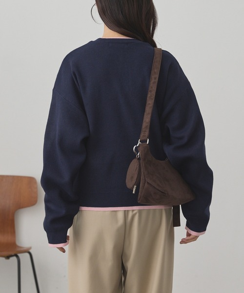 U.S. POLO ASSN.(ユーエスポロアッスン)の「U.S. POLO ASSN./ユーエスポロアッスン 別注 ロゴ刺繍 配色 スウェットライク ヘンリーネックニット(ニット/セーター・レディース・アイボリー/ネイビー/杢グレー/ブラック・M/L)」の20枚目の写真