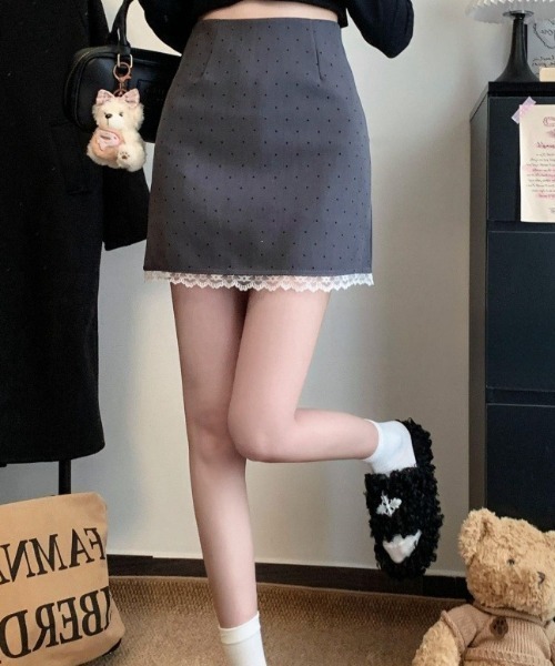 mebole（メボレ）の「dot lace mini skirt（スカート・レディース・アイボリー/グレー/ブラック・FREE）」の3枚目の写真