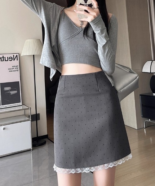 mebole（メボレ）の「dot lace mini skirt（スカート・レディース・アイボリー/グレー/ブラック・FREE）」の18枚目の写真