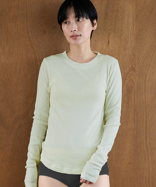 EMILY WEEK（エミリーウィーク）の「《追加2/》コットンカシミヤ テレコクループルオーバー（Tシャツ/カットソー・レディース・ブラウン/アイボリー/グリーン・FREE）」の3枚目の写真