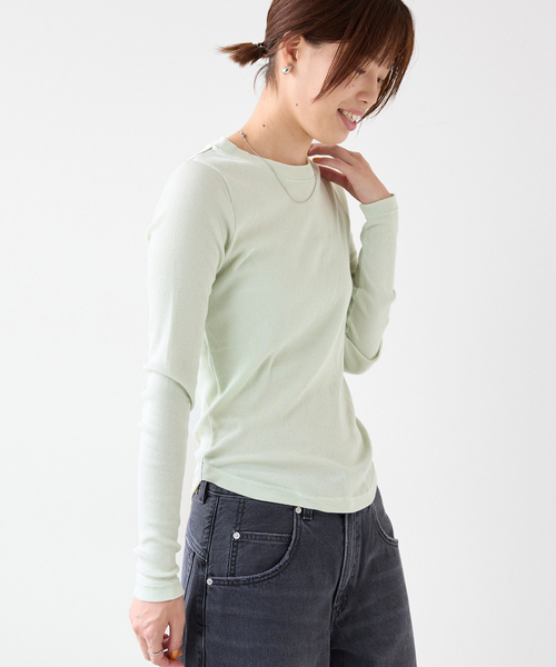 EMILY WEEK（エミリーウィーク）の「《追加2/》コットンカシミヤ テレコクループルオーバー（Tシャツ/カットソー・レディース・ブラウン/アイボリー/グリーン・FREE）」の9枚目の写真