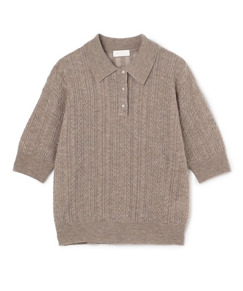 BALLSEY(ボールジィ)の「ミニスパンコール コンパクトポロプルオーバー(ニット/セーター・レディース・ホワイト/ベージュ・S)」の1枚目の写真