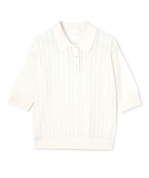 BALLSEY(ボールジィ)の「ミニスパンコール コンパクトポロプルオーバー(ニット/セーター・レディース・ホワイト/ベージュ・S)」の2枚目の写真