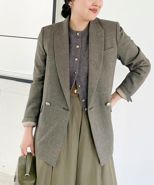 NOLLEY’S Sophi(ノーリーズソフィ)の「《セットアップ対応》シャークダブルジャケット(テーラードジャケット・レディース・ネイビー/チャコールグレー/オリーブ・34/38/36)」の3枚目の写真