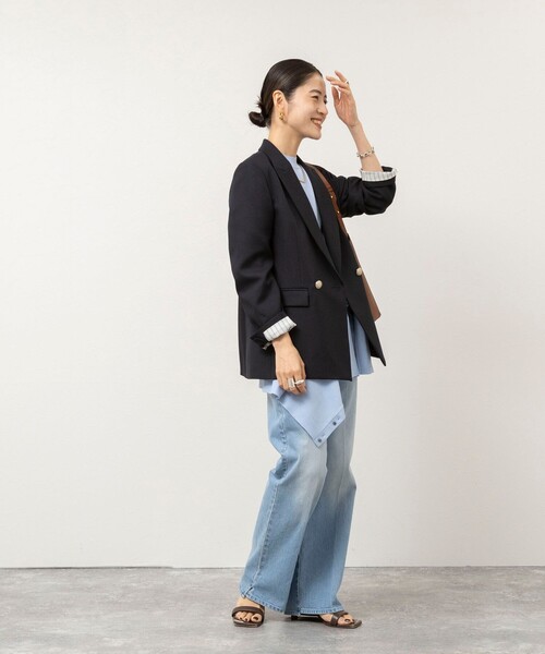 NOLLEY’S Sophi(ノーリーズソフィ)の「《セットアップ対応》シャークダブルジャケット(テーラードジャケット・レディース・ネイビー/チャコールグレー/オリーブ・34/38/36)」の4枚目の写真