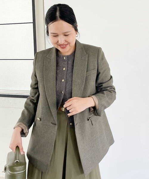 NOLLEY’S Sophi(ノーリーズソフィ)の「《セットアップ対応》シャークダブルジャケット(テーラードジャケット・レディース・ネイビー/チャコールグレー/オリーブ・34/38/36)」の14枚目の写真