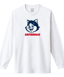 Moftique（モフティック） 長袖Tシャツ キャットイラスト アニマル プリント 袖リブ ロンT トップス メンズ ユニセックス