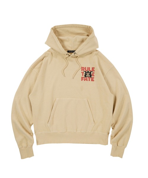 RULE THE FATE(ルールザフェイト)の「RTF HANGDOG SWEAT HOODIE/ハングドッグスウェットフーディー(パーカー・メンズ・ベージュ/ブラック・1/2)」の2枚目の写真