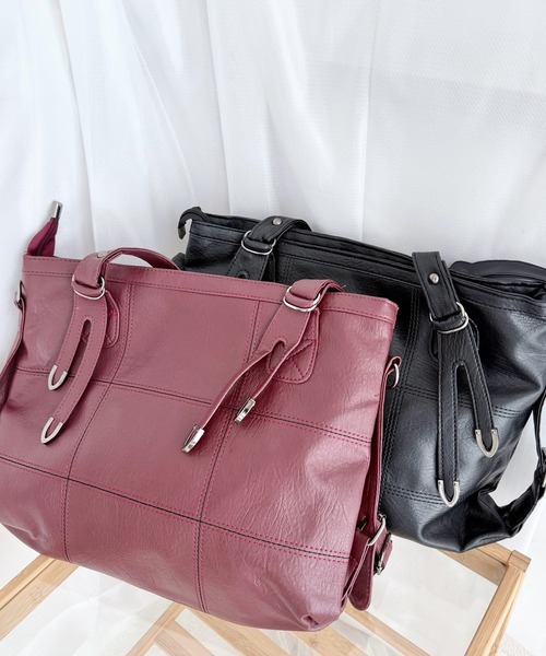 merrylatte(メリーラテ)の「2WAY PUレザー トートバッグ ショルダーバッグ 大容量(ショルダーバッグ・レディース・レッド/ブラック・ONESIZE)」の19枚目の写真