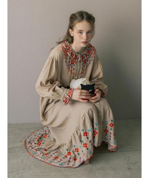 TSUHARU by Samansa Mos2(ツハルバイサマンサモスモス)の「【Embroidery collection】カラフル刺繍ワンピース【WEB限定 Sサイズ】(ワンピース・レディース・グリーン系その他/ベージュ/ブラック・M)」の6枚目の写真