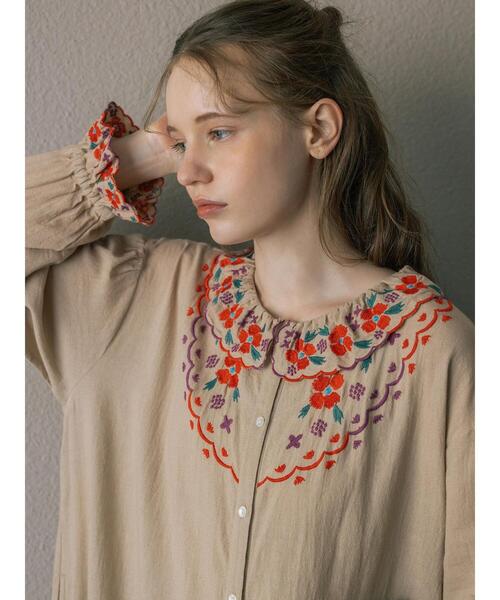 TSUHARU by Samansa Mos2(ツハルバイサマンサモスモス)の「【Embroidery collection】カラフル刺繍ワンピース【WEB限定 Sサイズ】(ワンピース・レディース・グリーン系その他/ベージュ/ブラック・M)」の7枚目の写真
