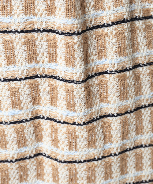 LIMITLESS LUXURY（リミットレスラグジュアリー）の「ツィードMIXニットスカート◆（スカート・レディース・キャメル/ブルー・FREE）」の7枚目の写真