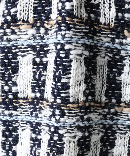 LIMITLESS LUXURY（リミットレスラグジュアリー）の「ツィードMIXニットスカート◆（スカート・レディース・キャメル/ブルー・FREE）」の8枚目の写真