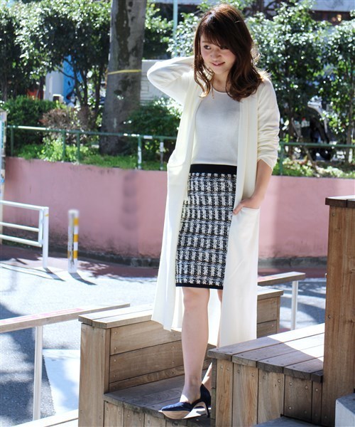 LIMITLESS LUXURY（リミットレスラグジュアリー）の「ツィードMIXニットスカート◆（スカート・レディース・キャメル/ブルー・FREE）」の19枚目の写真