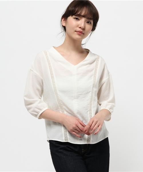 N.（N. Natural Beauty Basic）（エヌエヌナチュラルビューティーベーシック）の「レースフォルムブラウス（シャツ/ブラウス・レディース・ネイビー/カーキ/ホワイト・MEDIUM）」の13枚目の写真