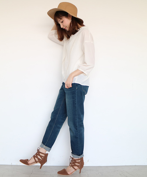N.（N. Natural Beauty Basic）（エヌエヌナチュラルビューティーベーシック）の「レースフォルムブラウス（シャツ/ブラウス・レディース・ネイビー/カーキ/ホワイト・MEDIUM）」の15枚目の写真