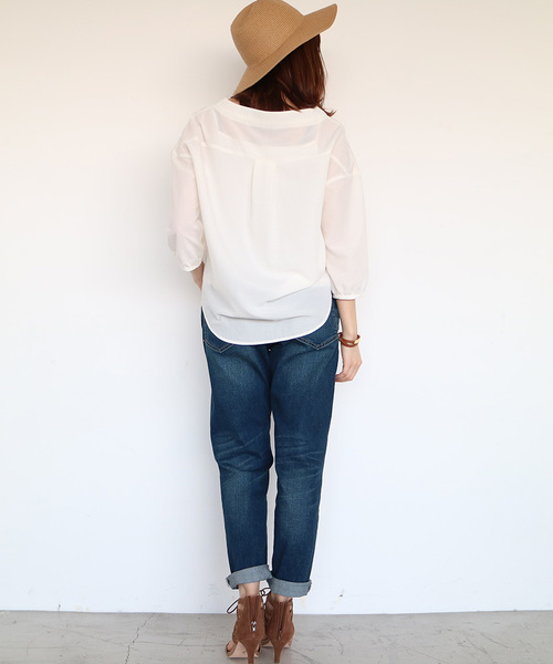 N.（N. Natural Beauty Basic）（エヌエヌナチュラルビューティーベーシック）の「レースフォルムブラウス（シャツ/ブラウス・レディース・ネイビー/カーキ/ホワイト・MEDIUM）」の16枚目の写真