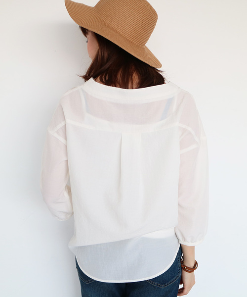 N.（N. Natural Beauty Basic）（エヌエヌナチュラルビューティーベーシック）の「レースフォルムブラウス（シャツ/ブラウス・レディース・ネイビー/カーキ/ホワイト・MEDIUM）」の12枚目の写真