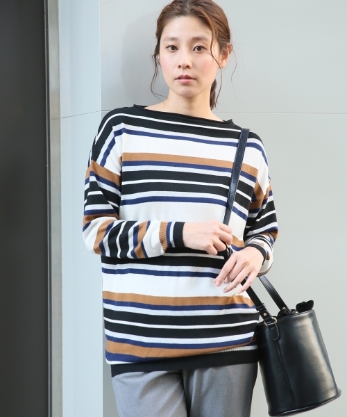 LEPSIM（レプシィム）の「【ご自宅で洗濯できる！】12GマシンウォッシャブルドレーププルオーバーLS　724735（ニット/セーター・レディース・カーキ/ベージュ/ブラック/グレー/ホワイト/ブラウン・FREE）」の2枚目の写真