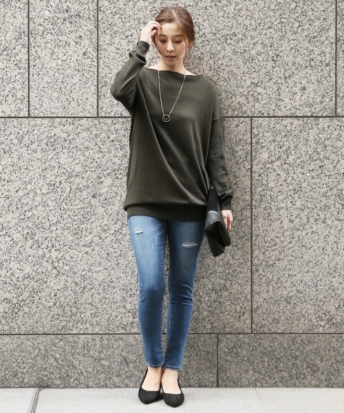 LEPSIM（レプシィム）の「【ご自宅で洗濯できる！】12GマシンウォッシャブルドレーププルオーバーLS　724735（ニット/セーター・レディース・カーキ/ベージュ/ブラック/グレー/ホワイト/ブラウン・FREE）」の10枚目の写真