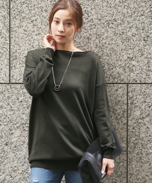 LEPSIM（レプシィム）の「【ご自宅で洗濯できる！】12GマシンウォッシャブルドレーププルオーバーLS　724735（ニット/セーター・レディース・カーキ/ベージュ/ブラック/グレー/ホワイト/ブラウン・FREE）」の6枚目の写真