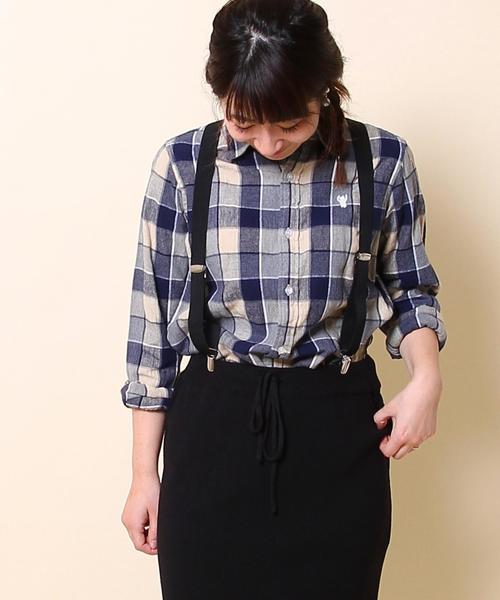 coen（コーエン）の「ウィンターリネン2WAYチェックシャツ（シャツ/ブラウス・レディース・レッド/ネイビー・MEDIUM/SMALL/LARGE）」の2枚目の写真