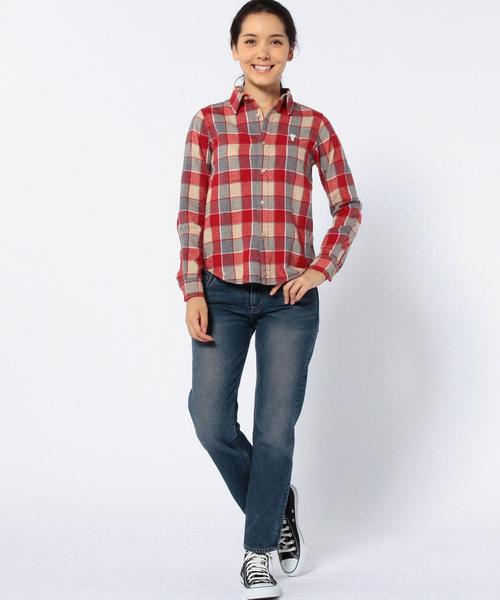 coen（コーエン）の「ウィンターリネン2WAYチェックシャツ（シャツ/ブラウス・レディース・レッド/ネイビー・MEDIUM/SMALL/LARGE）」の10枚目の写真