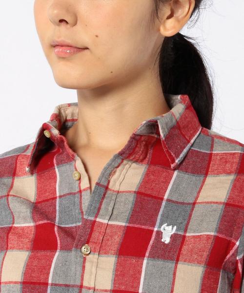 coen（コーエン）の「ウィンターリネン2WAYチェックシャツ（シャツ/ブラウス・レディース・レッド/ネイビー・MEDIUM/SMALL/LARGE）」の11枚目の写真