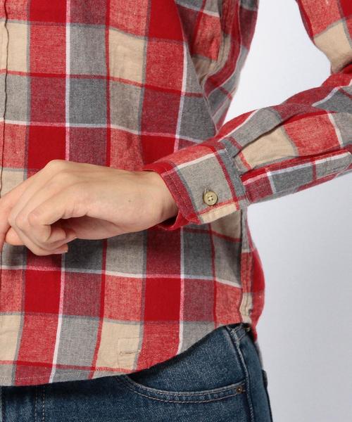 coen（コーエン）の「ウィンターリネン2WAYチェックシャツ（シャツ/ブラウス・レディース・レッド/ネイビー・MEDIUM/SMALL/LARGE）」の12枚目の写真