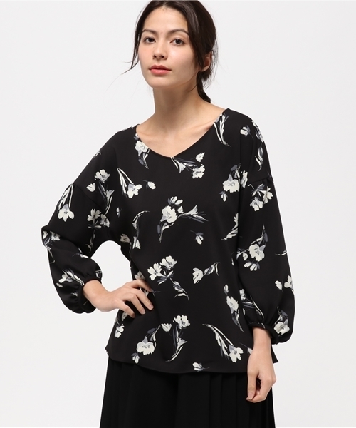 laboratory work（ラボラトリーワーク）の「二重織ツイル花柄プリントブラウス（シャツ/ブラウス・レディース・ブラック系その他/ホワイト系その他・MEDIUM）」の10枚目の写真