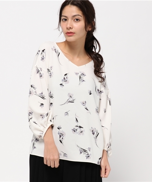 laboratory work（ラボラトリーワーク）の「二重織ツイル花柄プリントブラウス（シャツ/ブラウス・レディース・ブラック系その他/ホワイト系その他・MEDIUM）」の11枚目の写真