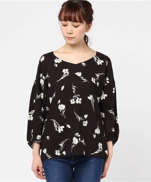 laboratory work（ラボラトリーワーク）の「二重織ツイル花柄プリントブラウス（シャツ/ブラウス・レディース・ブラック系その他/ホワイト系その他・MEDIUM）」の14枚目の写真