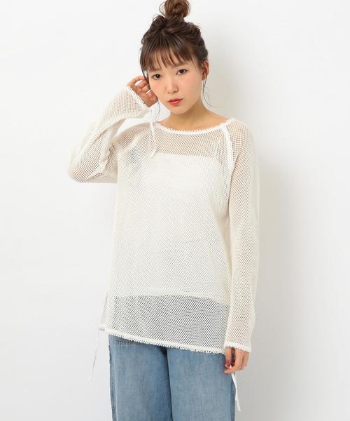 Another Edition（アナザーエディション）の「メッシュタチキリプルオーバー ◆（Tシャツ/カットソー・レディース・ホワイト/ライトブルー・FREE）」の2枚目の写真