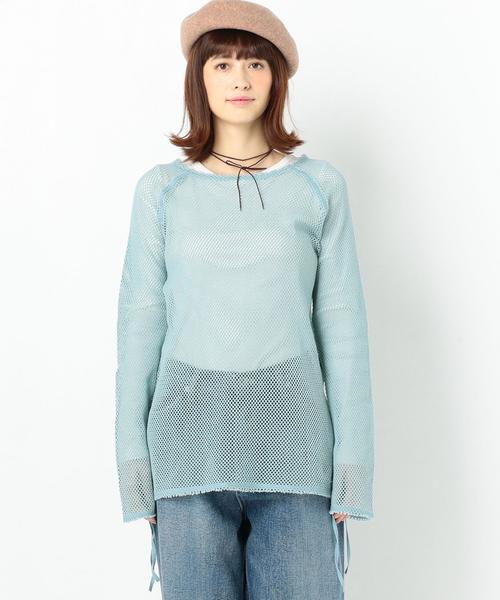 Another Edition（アナザーエディション）の「メッシュタチキリプルオーバー ◆（Tシャツ/カットソー・レディース・ホワイト/ライトブルー・FREE）」の7枚目の写真