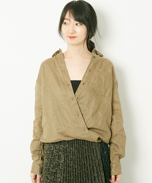 AMERICAN RAG CIE（アメリカンラグシー）の「AMERICAN RAG CIE　フレンチリネンカシュクールシャツ（シャツ/ブラウス・レディース・ホワイト/カーキ/レッド・FREE）」の15枚目の写真