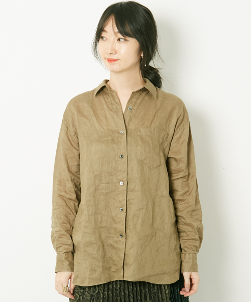 AMERICAN RAG CIE（アメリカンラグシー）の「AMERICAN RAG CIE　フレンチリネンカシュクールシャツ（シャツ/ブラウス・レディース・ホワイト/カーキ/レッド・FREE）」の14枚目の写真