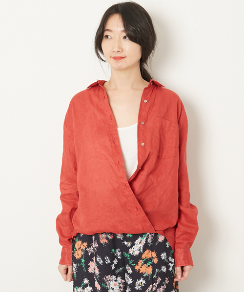 AMERICAN RAG CIE（アメリカンラグシー）の「AMERICAN RAG CIE　フレンチリネンカシュクールシャツ（シャツ/ブラウス・レディース・ホワイト/カーキ/レッド・FREE）」の4枚目の写真